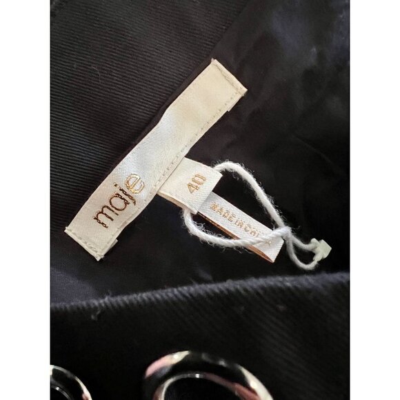 New Maje Size 40 Eyelet Cotton-gabardine Black Mini Skirt Going Out Streetwear - Picture 7 of 12